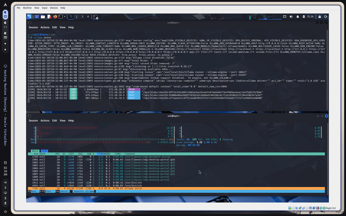 Target host showing 100% CPU and memory exhaustion